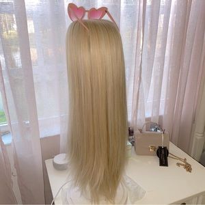 Long Blonde Wig Fixed Middle Part